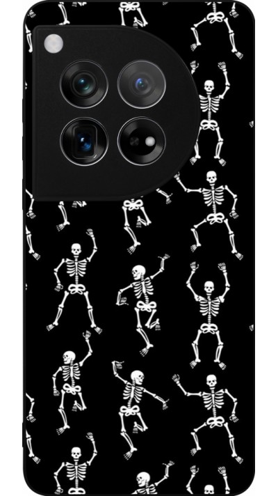 Coque OnePlus 12 - Silicone rigide noir Halloween 2024 dancing skeleton