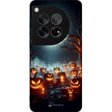 Coque OnePlus 12 - Silicone rigide noir Halloween 2024 Many Pumpkins