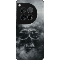 Coque OnePlus 12 - Silicone rigide noir Halloween 2024 smoky skull