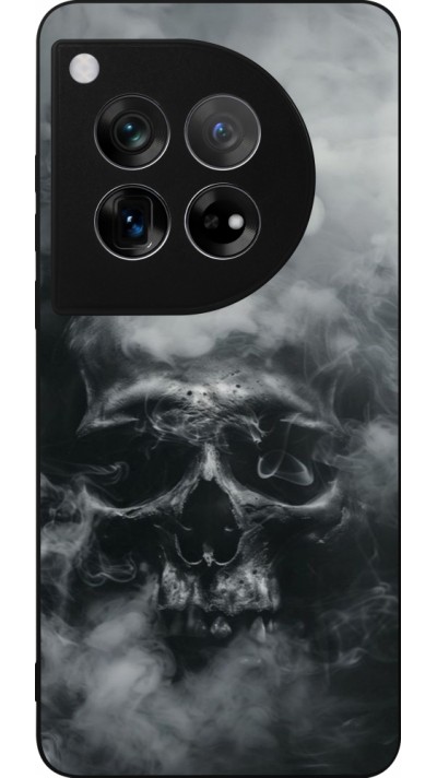 Coque OnePlus 12 - Silicone rigide noir Halloween 2024 smoky skull