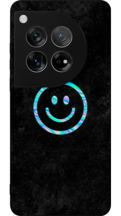 Coque OnePlus 12 - Silicone rigide noir Happy smiely irisé