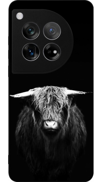 Coque OnePlus 12 - Silicone rigide noir Highland calf black