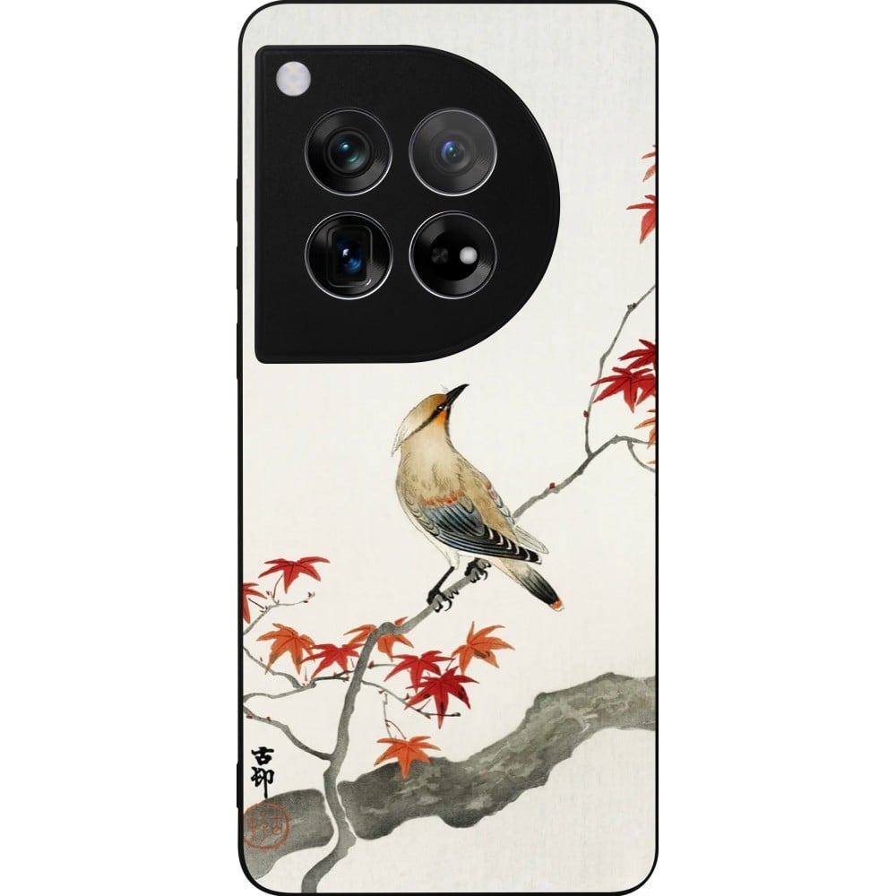 Coque OnePlus 12 - Silicone rigide noir Japanese Bird