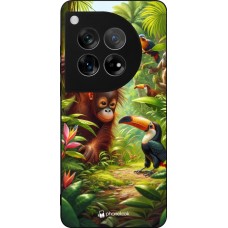 Coque OnePlus 12 - Silicone rigide noir Jungle Tropicale Tayrona