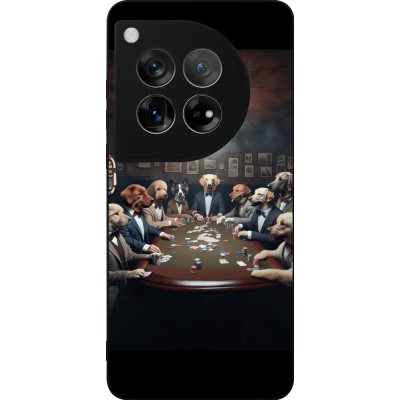 Coque OnePlus 12 - Silicone rigide noir Les pokerdogs