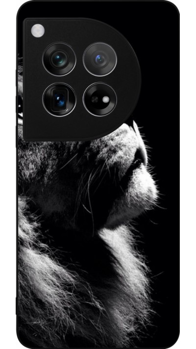 Coque OnePlus 12 - Silicone rigide noir Lion looking up