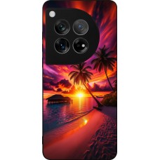 Coque OnePlus 12 - Silicone rigide noir Maldives Dusk Bliss