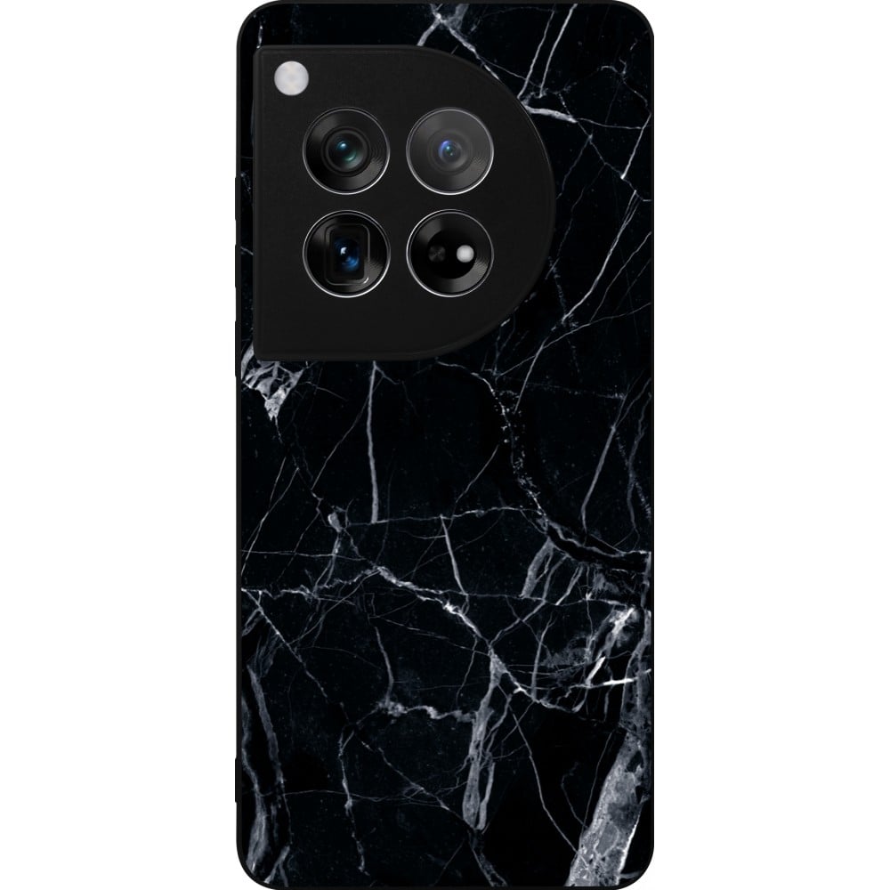 Coque OnePlus 12 - Silicone rigide noir Marble Black 01