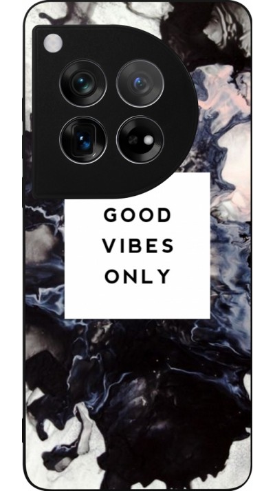 Coque OnePlus 12 - Silicone rigide noir Marble Good Vibes Only