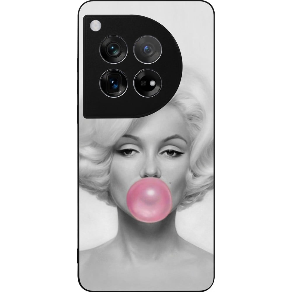 Coque OnePlus 12 - Silicone rigide noir Marilyn Bubble