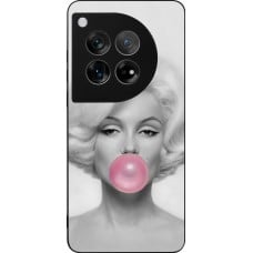 Coque OnePlus 12 - Silicone rigide noir Marilyn Bubble