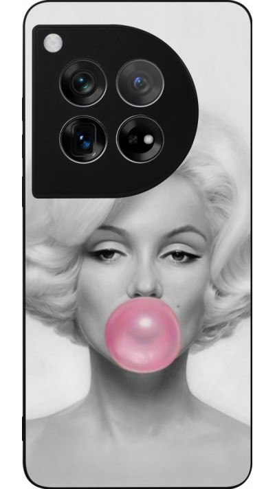 Coque OnePlus 12 - Silicone rigide noir Marilyn Bubble