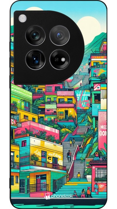 Coque OnePlus 12 - Silicone rigide noir Medellin Comuna 13 Art