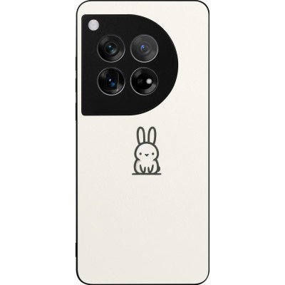 Coque OnePlus 12 - Silicone rigide noir Minimal bunny cutie