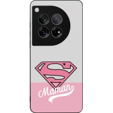 Coque OnePlus 12 - Silicone rigide noir Mom 2024 Super hero maman