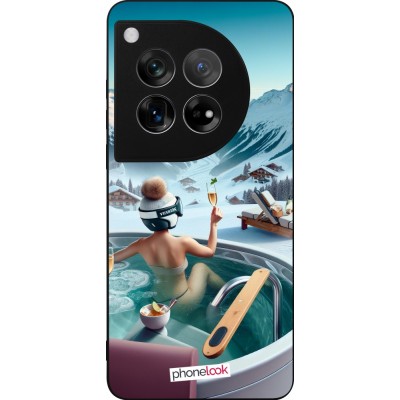 Coque OnePlus 12 - Silicone rigide noir Montagne Glamour Jacuzzi