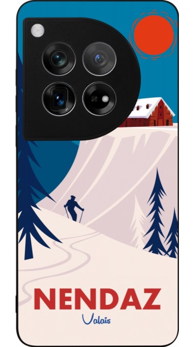 Coque OnePlus 12 - Silicone rigide noir Nendaz Cabane Ski