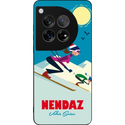 Coque OnePlus 12 - Silicone rigide noir Nendaz Ski Downhill