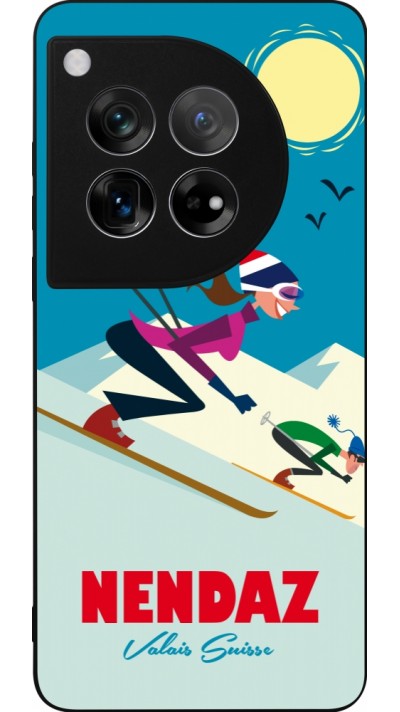 Coque OnePlus 12 - Silicone rigide noir Nendaz Ski Downhill