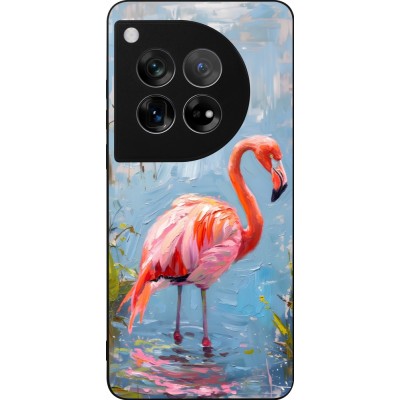 Coque OnePlus 12 - Silicone rigide noir Paint Flamingo