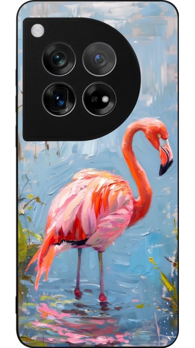 Coque OnePlus 12 - Silicone rigide noir Paint Flamingo