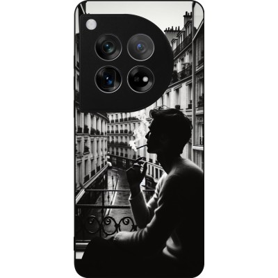 Coque OnePlus 12 - Silicone rigide noir Parisian Smoker