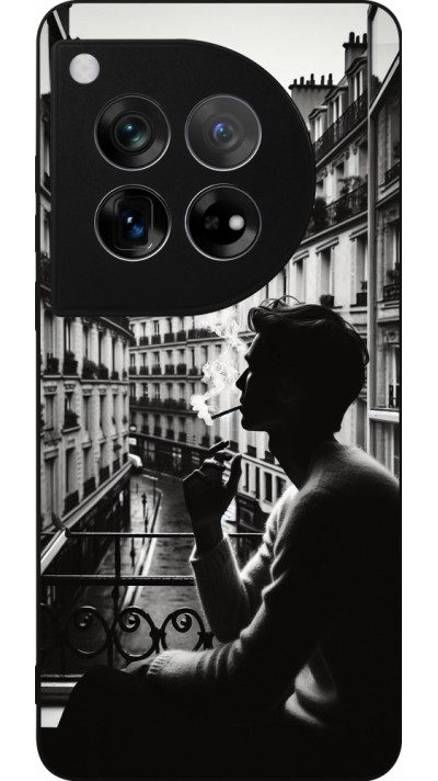 Coque OnePlus 12 - Silicone rigide noir Parisian Smoker