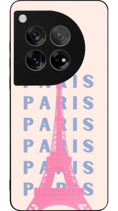 Coque OnePlus 12 - Silicone rigide noir Paris Pink Print