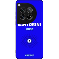 Coque OnePlus 12 - Silicone rigide noir Pop Summer Destination Santorini