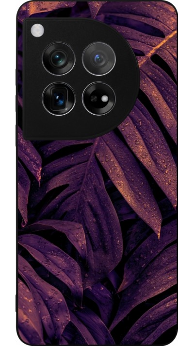 Coque OnePlus 12 - Silicone rigide noir Purple Light Leaves