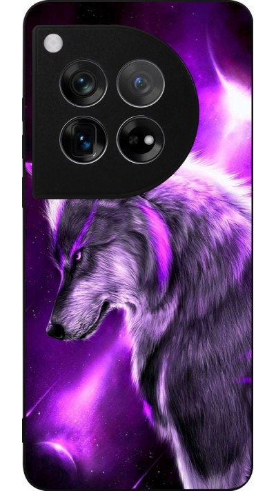 Coque OnePlus 12 - Silicone rigide noir Purple Sky Wolf