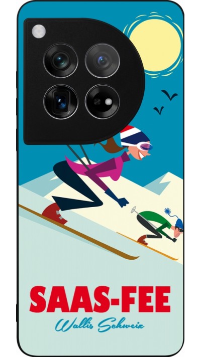 Coque OnePlus 12 - Silicone rigide noir Saas-Fee Ski Downhill