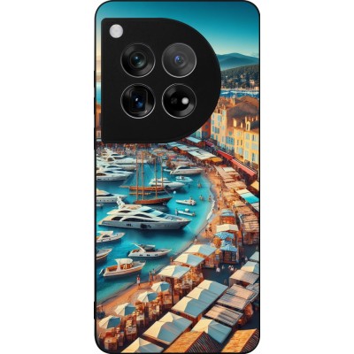 Coque OnePlus 12 - Silicone rigide noir Saint-Tropez Beach