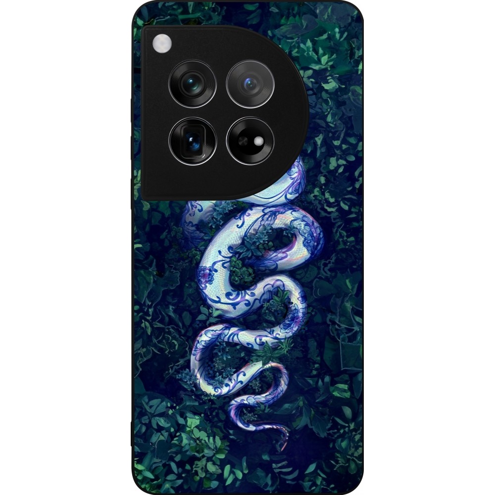 Coque OnePlus 12 - Silicone rigide noir Serpent Blue Anaconda