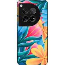 Coque OnePlus 12 - Silicone rigide noir Spring 23 colorful flowers