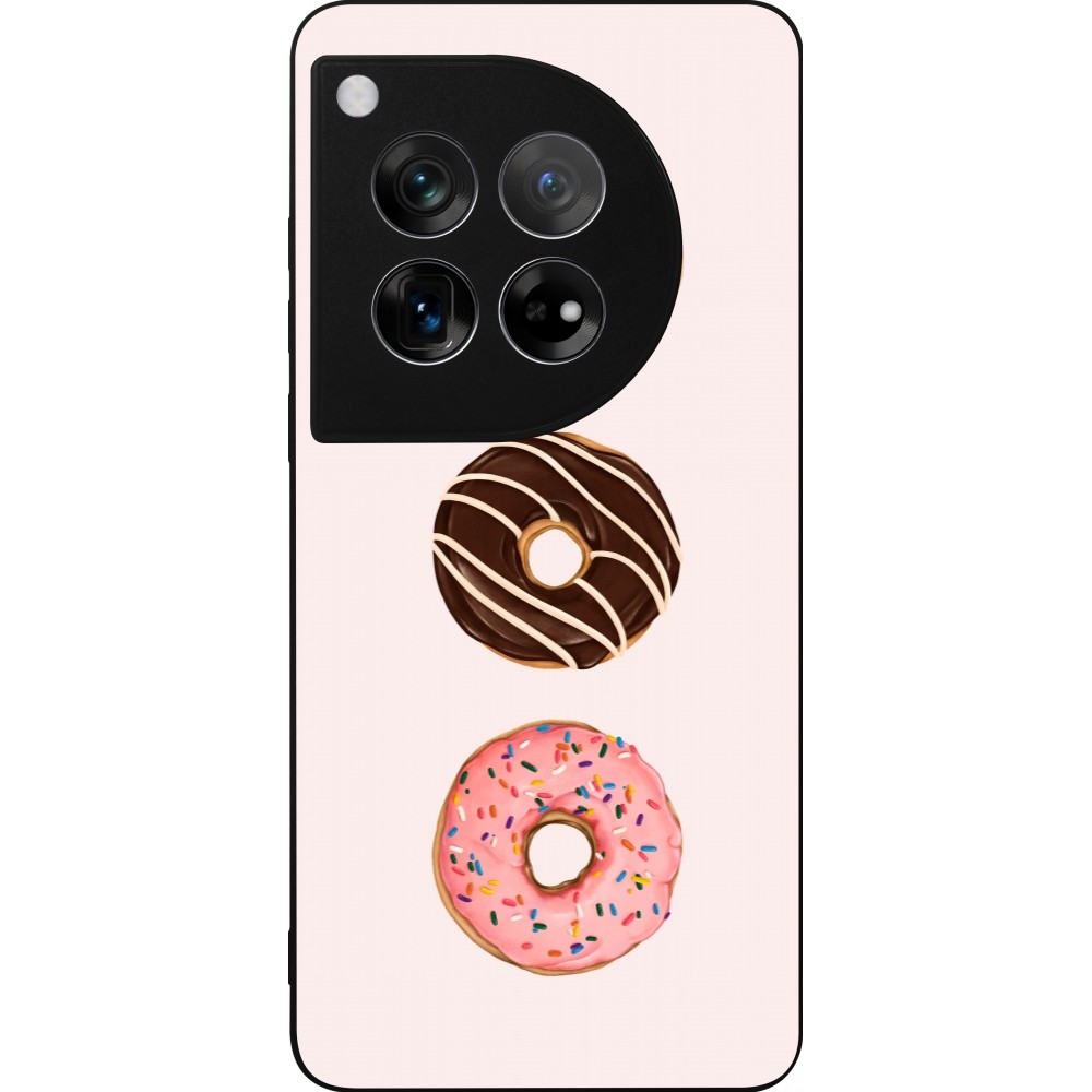 Coque OnePlus 12 - Silicone rigide noir Spring 23 donuts