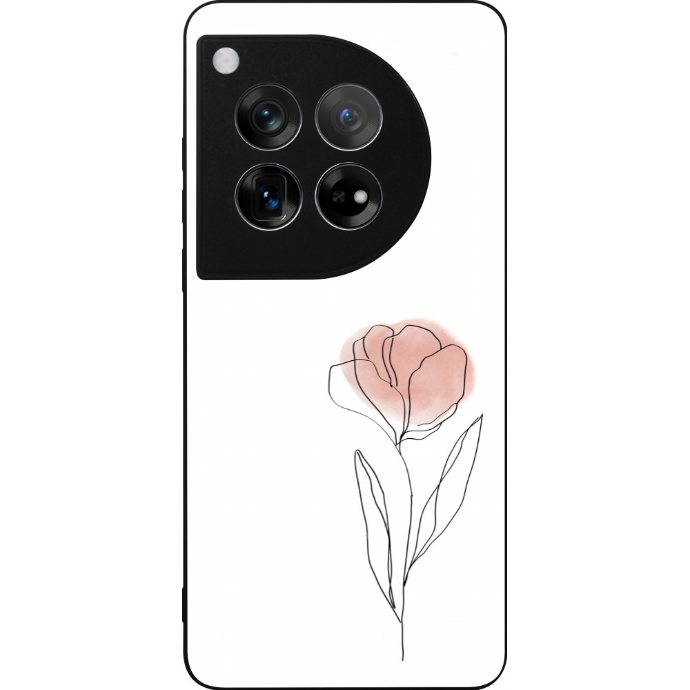 Coque OnePlus 12 - Silicone rigide noir Spring 23 minimalist flower