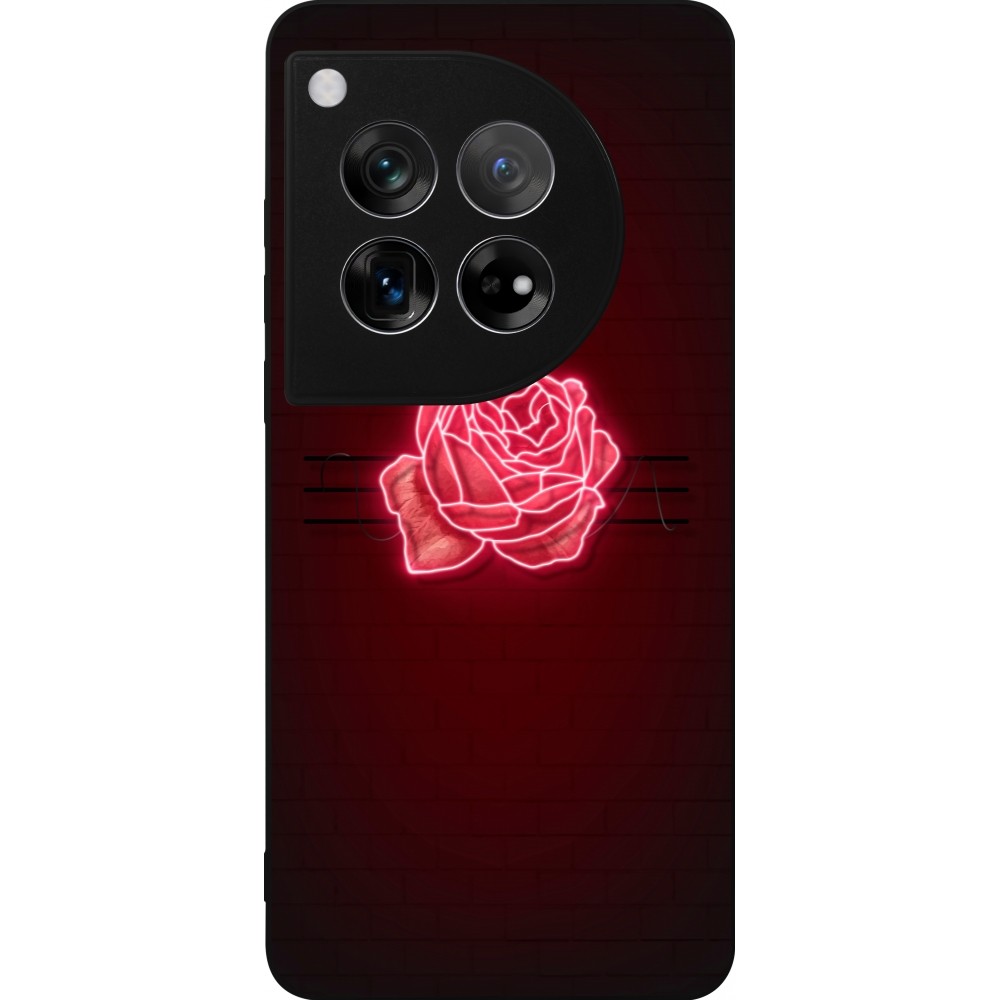 Coque OnePlus 12 - Silicone rigide noir Spring 23 neon rose