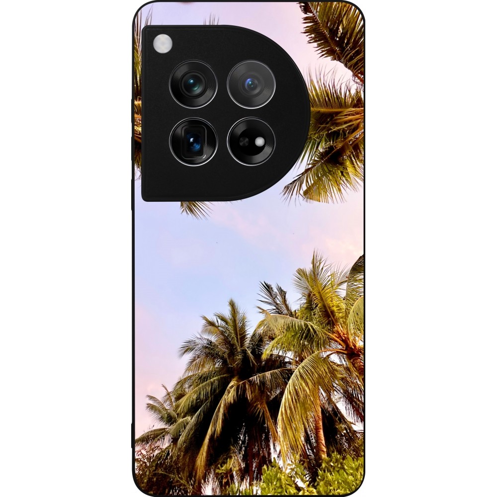 Coque OnePlus 12 - Silicone rigide noir Summer 2023 palm tree vibe