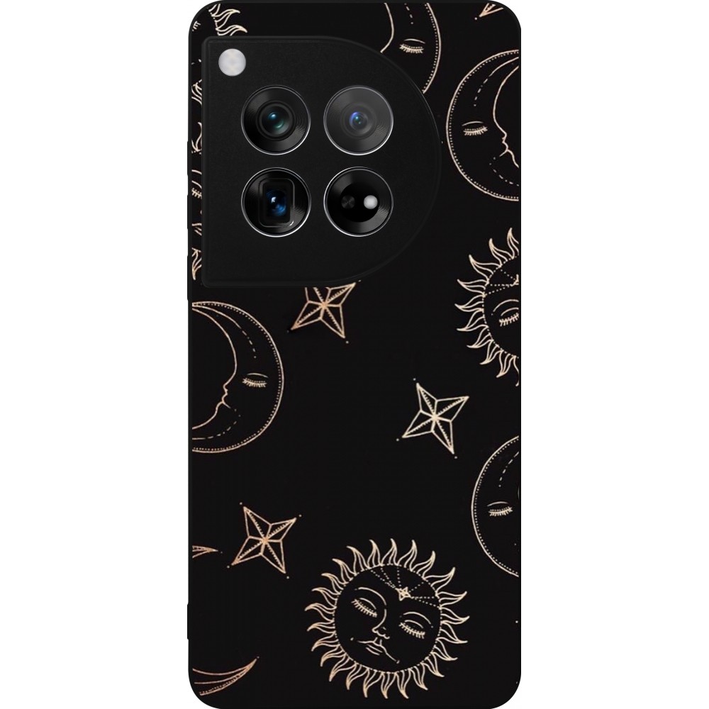 Coque OnePlus 12 - Silicone rigide noir Suns and Moons