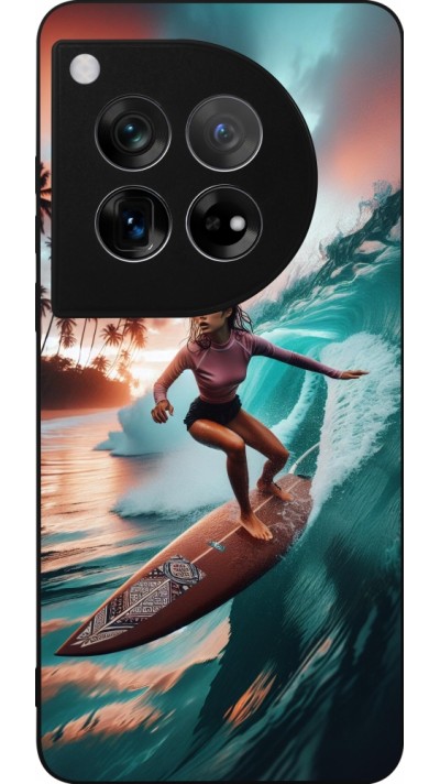 OnePlus 12 Case Hülle - Silikon schwarz Surferin aus Bali