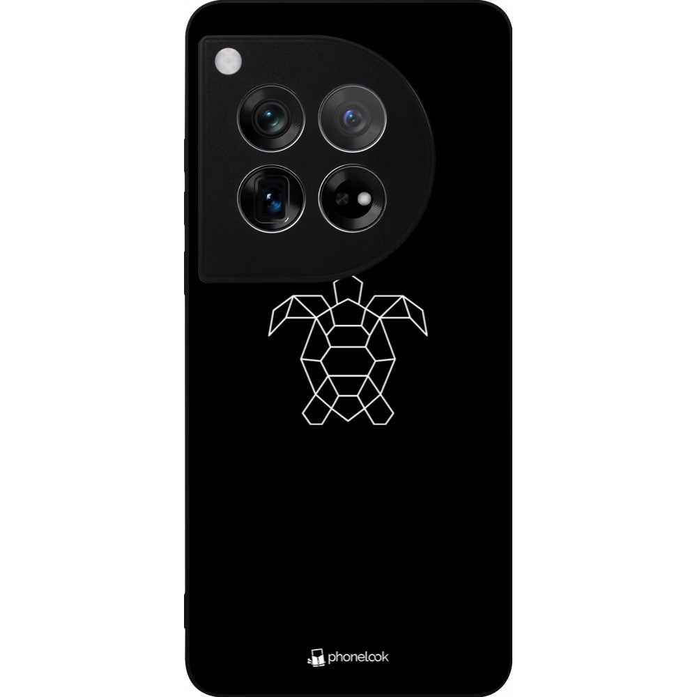 Coque OnePlus 12 - Silicone rigide noir Turtles lines on black