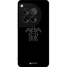 Coque OnePlus 12 - Silicone rigide noir Turtles lines on black