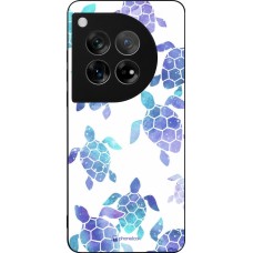 Coque OnePlus 12 - Silicone rigide noir Turtles pattern watercolor