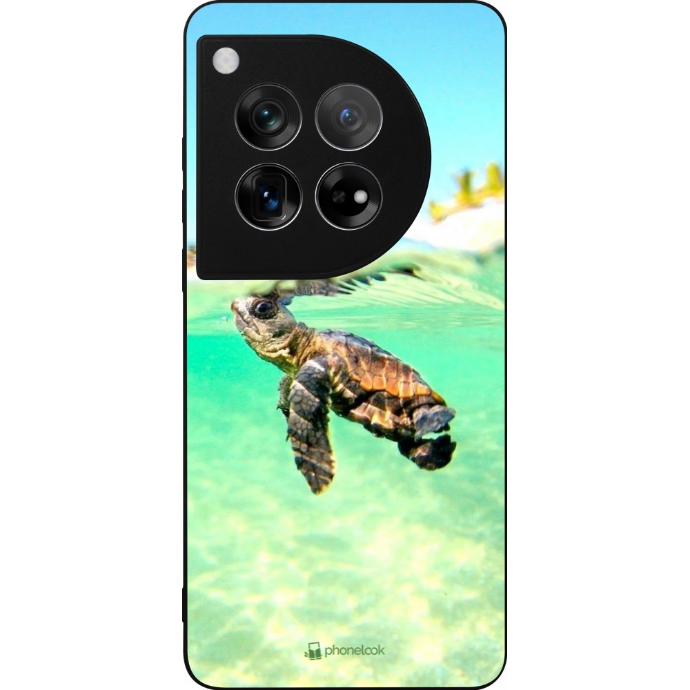 Coque OnePlus 12 - Silicone rigide noir Turtle Underwater