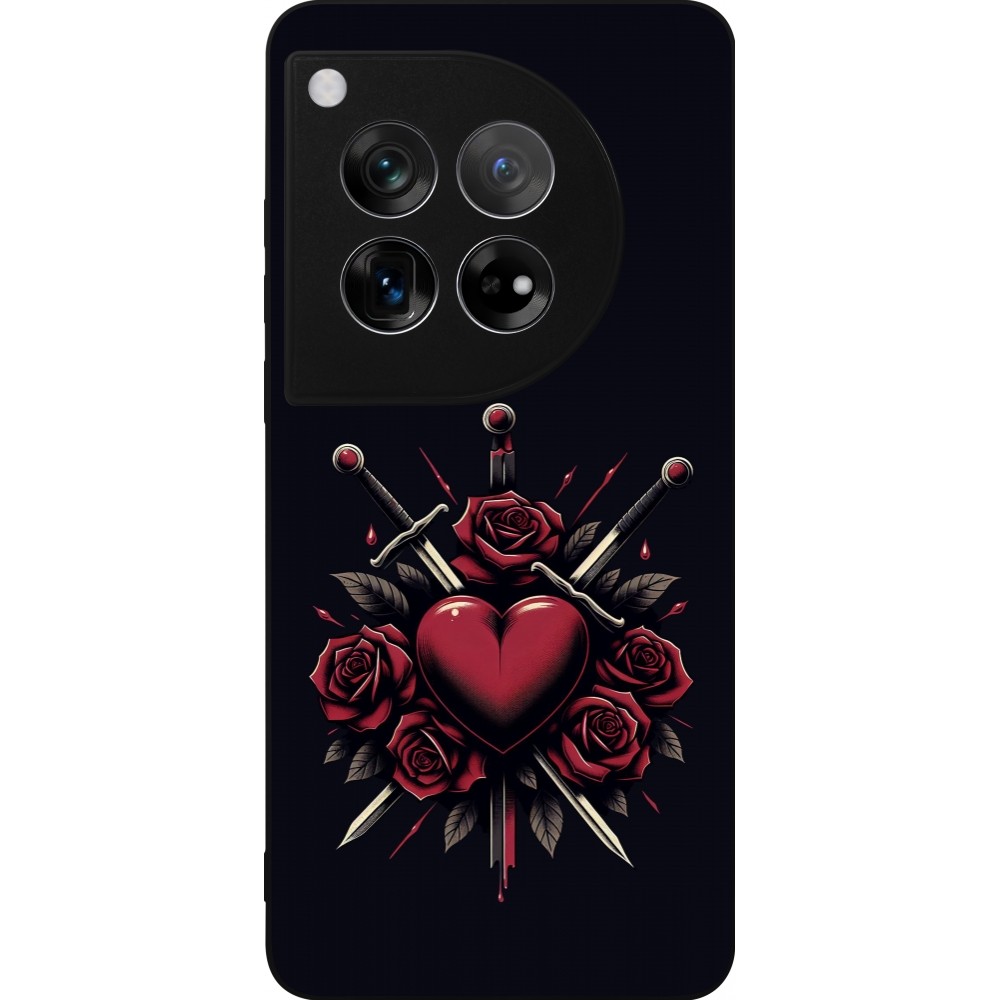 Coque OnePlus 12 - Silicone rigide noir Valentine 2024 gothic love