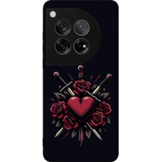 Coque OnePlus 12 - Silicone rigide noir Valentine 2024 gothic love