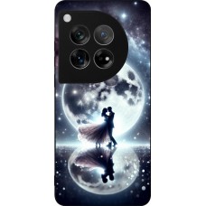 Coque OnePlus 12 - Silicone rigide noir Valentine 2024 Love under the moon