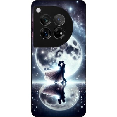 Coque OnePlus 12 - Silicone rigide noir Valentine 2024 Love under the moon