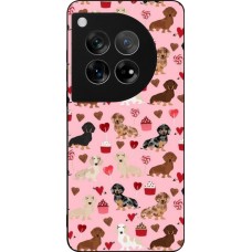 Coque OnePlus 12 - Silicone rigide noir Valentine 2024 puppy love